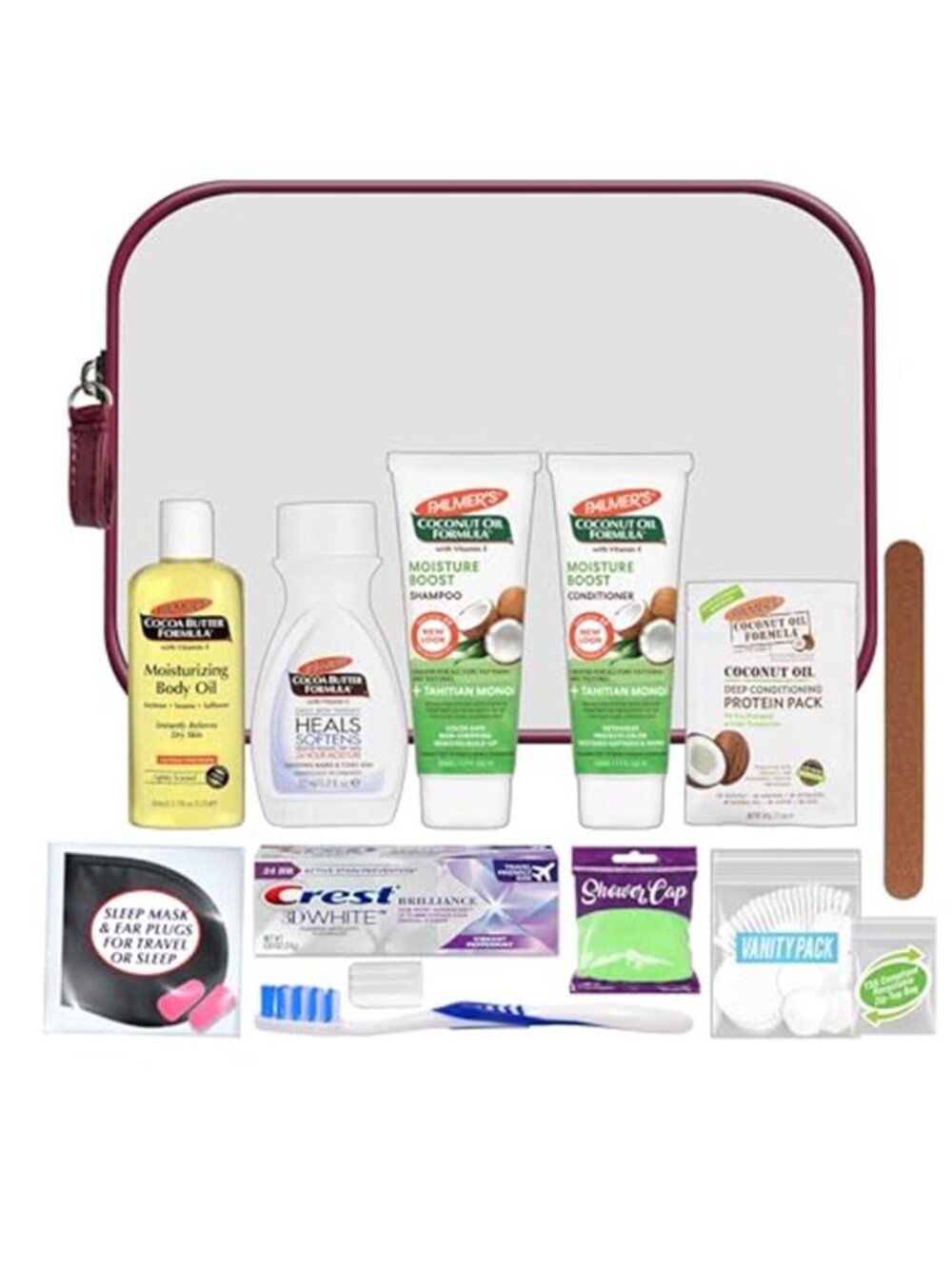 Womens Travel Size Toiletries Kit 15pc TSA Approved Hospital Bag Hygiene Set New